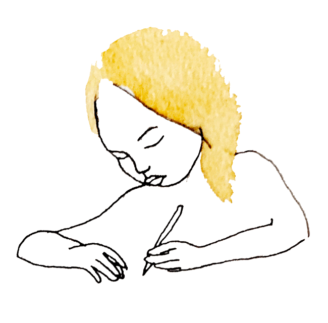 Flicka skriver något.