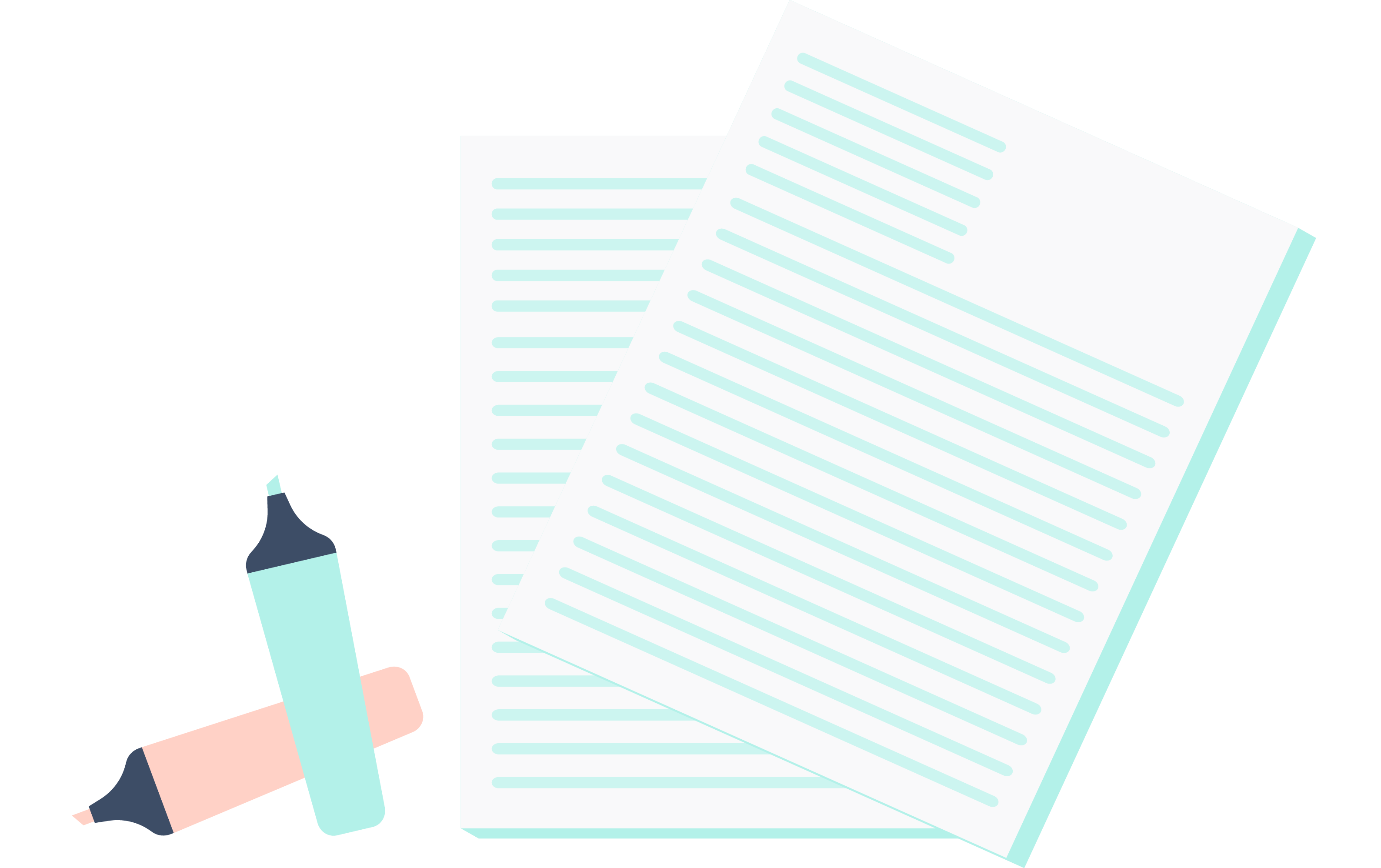 Illustration av två papper och två överstrykningspennor